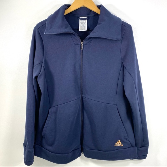 Adidas Navy Blue Cotton Blend Athletic Sports Track Jacket Athleisure Wear XL